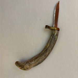 Antler Handle Knife with Brass Bolster